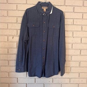 Duluth Trading Co Men's Navy Button Down flannel Shirt size Medium NWOT